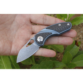 Damascus Blade HA025 Tank Titanium and Carbon Fiber Handle Pocket Gift Knife UD405439